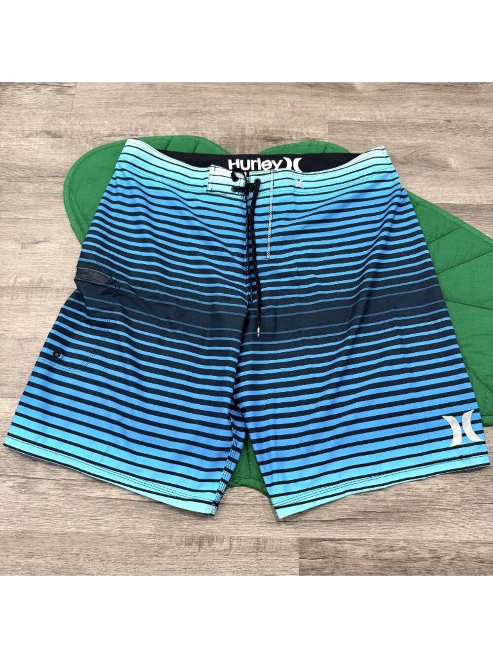Hurley Phantom Mens 36 Blue Black Stripe Board Shorts Swim Surf